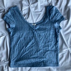 Blue floral crop top